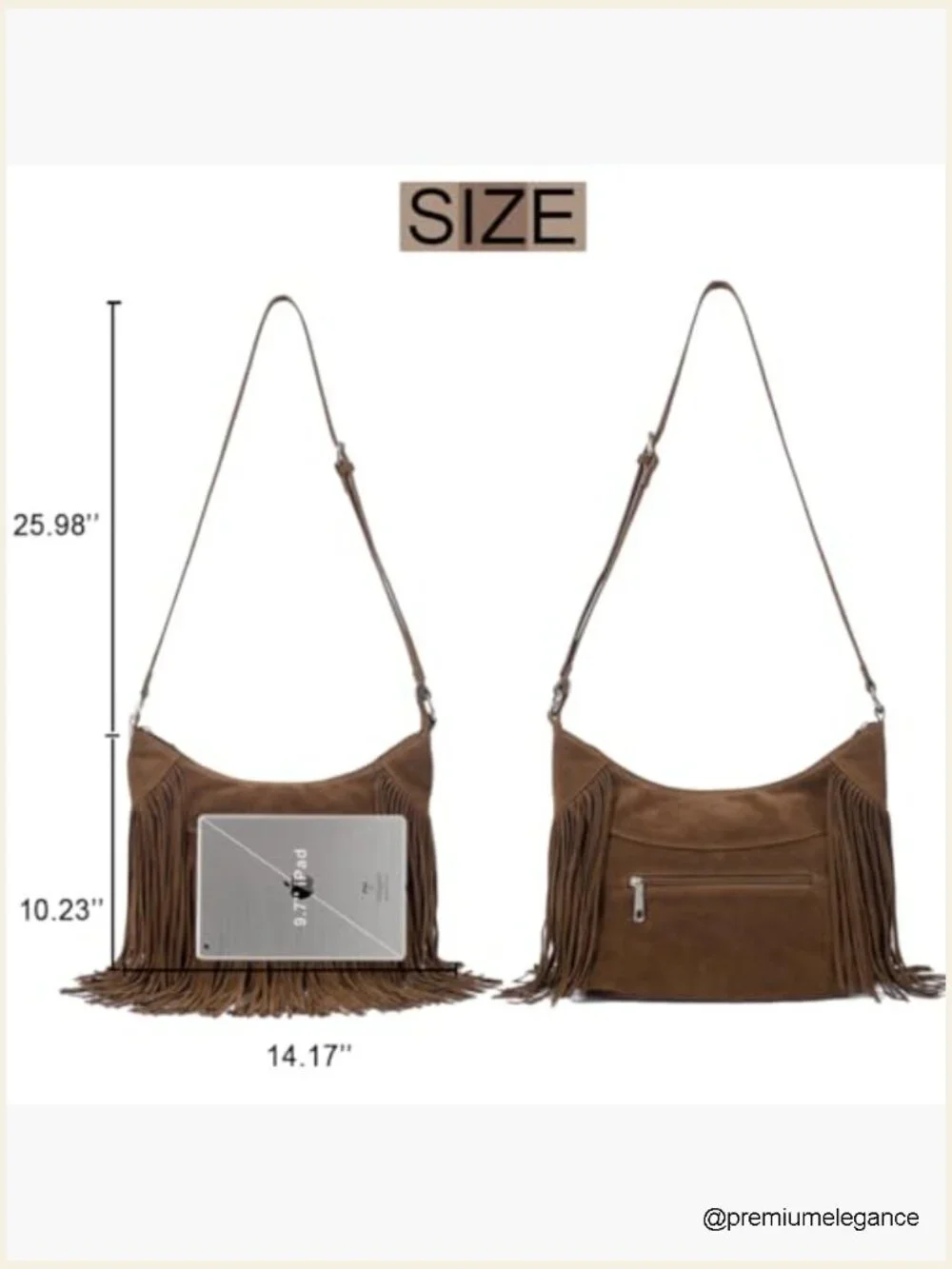 Fringe Hobo Bag Vegan Suede Tassel Hippie Crossbody Shoulder Bag Western Purse
